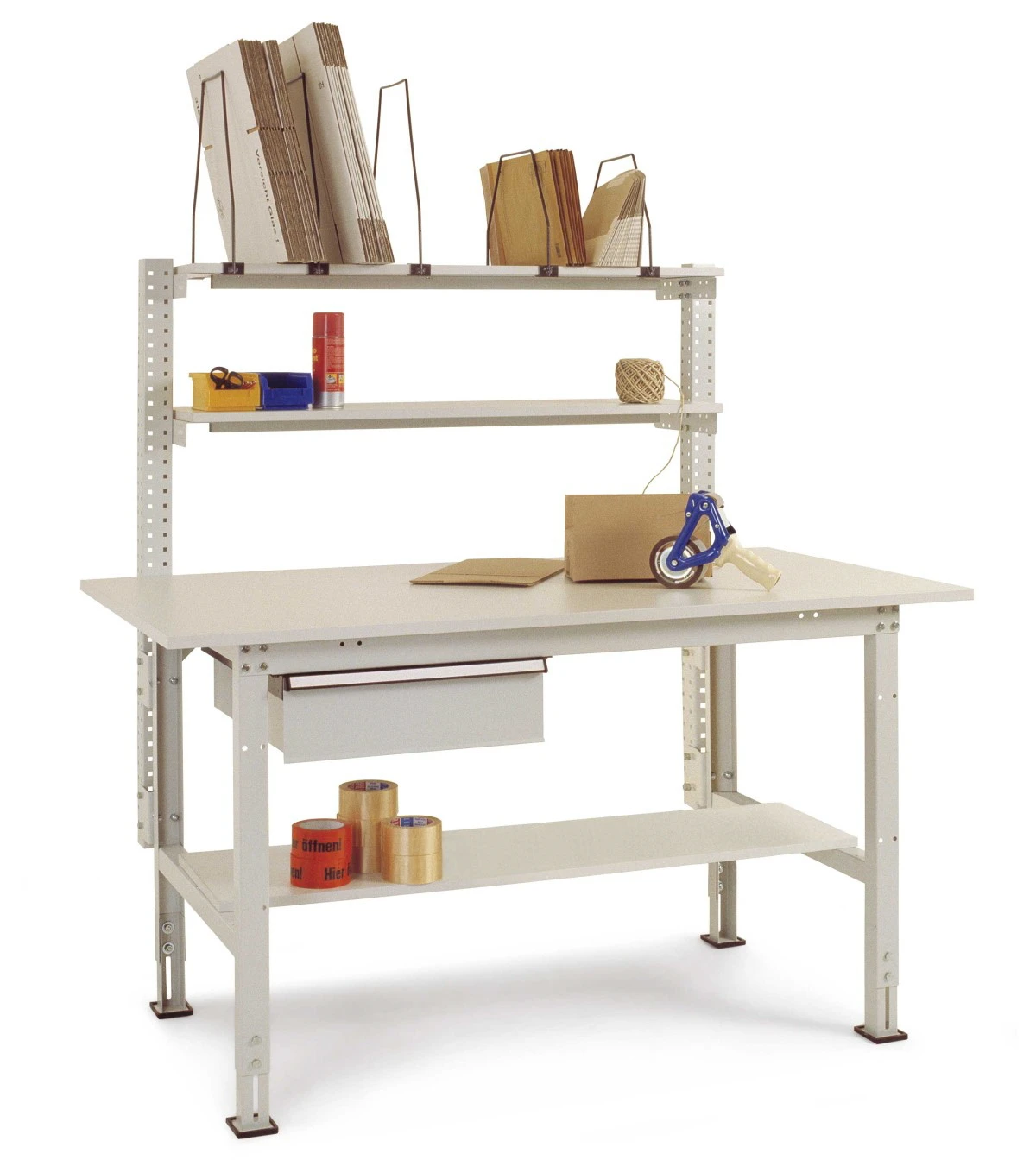 Packtisch mit Schubfach und Zwischenboden